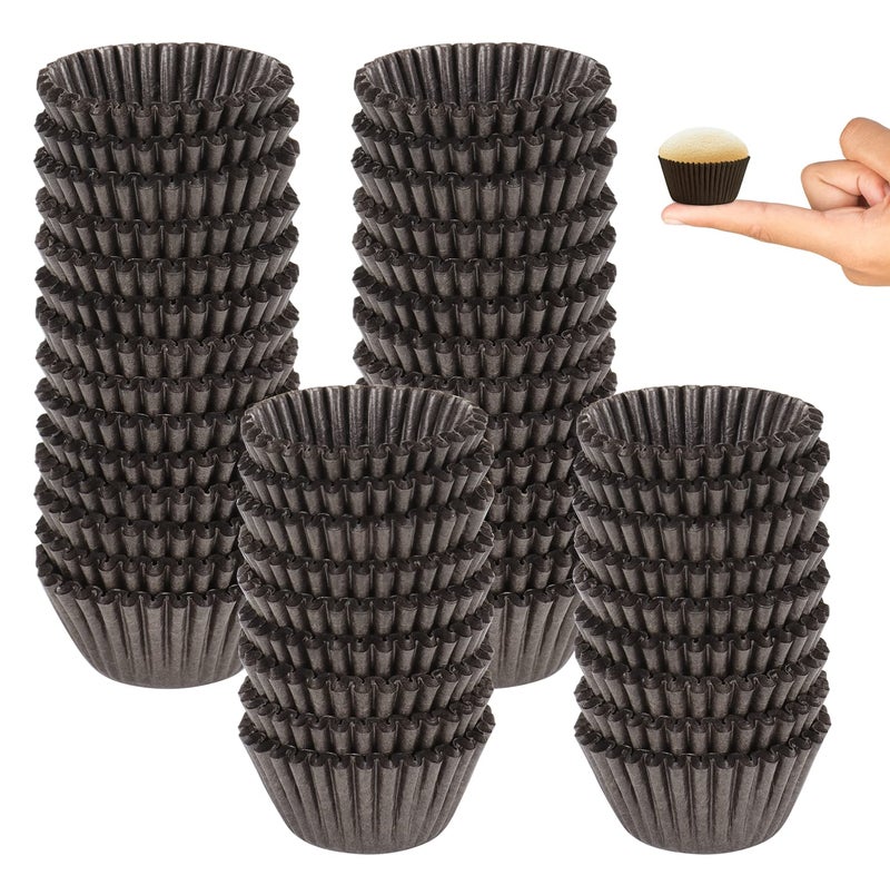 Dreamtop 900 Pieces Mini Cupcake Liners, Brown Mini Muffin Liners Baking Cups Liners for Baking Chocolate Baking Paper Cups Cupcake Wrappers - Image 1